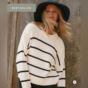 Jenni Kayne Chloe Crewneck (Color Black Stripe, Size XS)